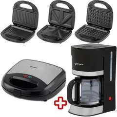 IMACO - Combo Cafetera CM1203 + Sandwichera 3 en 1