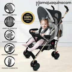 BABY - Coche Bastón con Manillar Giratorio «ISABEL GOLD» Black