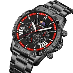 SKMEI - Reloj 9352 Fase Lunar Negro Correa Acero Analogo