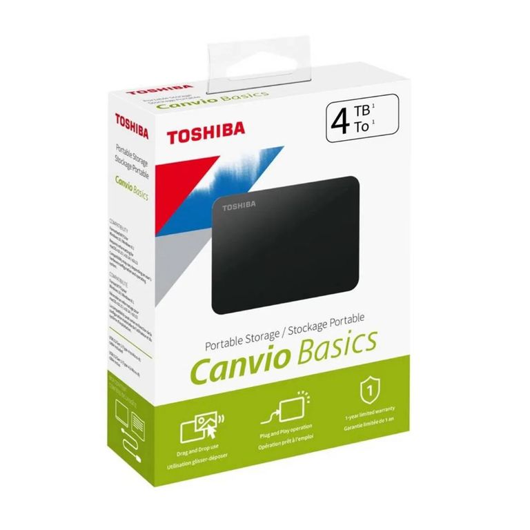 Disco Duro Portátil Canvio Basics 4Tb Negro Mate, Rápido Usb 3.0, Ideal Para Copia