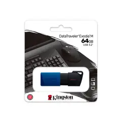 KINGSTON - Unidad Flash Datatraveler Exodia M 64Gb Usb 3.2 Tipo A - Negro Y Azul, Alta Veloc