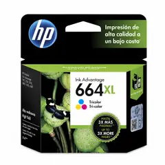 HP - Cartucho De Tinta 664Xl Tricolor Original De Alta Capacidad 330 Páginas Para Impresoras