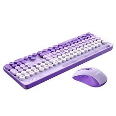 ANTRYX - Teclado Y Mouse Inalámbricos Ws-970 En Color Púrpura - Comodidad Y Estilo Para Tu E