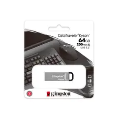 KINGSTON - Memoria Flash Usb Datatraveler Kyson 64Gb, Rápida Usb 3.2 Gen 1, Color Plata