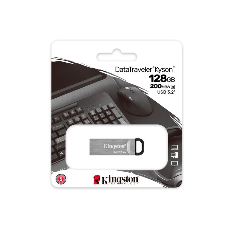 Datatraveler Kyson 128Gb - Usb 3.2 Plata - Velocidades De Hasta 200Mb/S Lectura Y