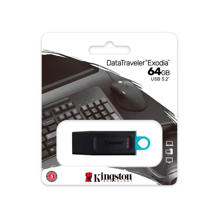 Memoria Usb Datatraveler Exodia 64Gb - Alta Velocidad Usb 3.2 Gen 1, Portátil Y D