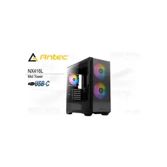 FANTECH - Caja Mid Tower Antec Nx416L Argb Negra - Efectos De Luz Personalizables Y Excelente Ventil