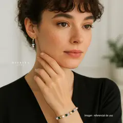 GENERICO - CONJUNTO PULSERA DE PERLAS CON CRISTALES Y ARETES DE PERLA