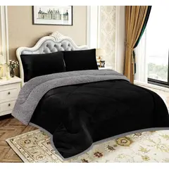 GENERICO - EDREDON PIEL DE ANGEL CON SHERPA 3 PIEZAS