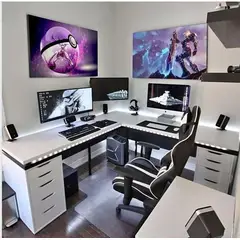 MUEBLES CRISOSTOMO - Escritorio Gamer de Melamina en L Blanco 180cm