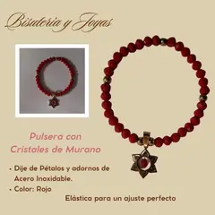 GENERICO - Pulsera con cristales de Murano y dije de pétalos
