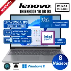 LENOVO - Laptop Thinkbook 16 G8 IRL 16" WUXGA, Intel Core 5-210H, Ram 16GB, SSD 512GB, Win 11