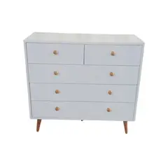GENERICO - Comoda "Retro Chic" de 5 Cajones: Almacenamiento Estilizado en Blanco