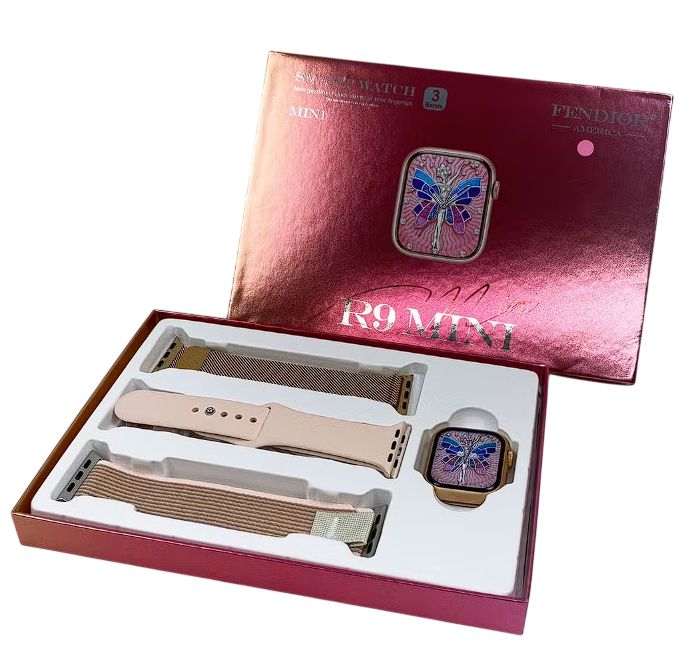 R9 Mini Reloj inteligente para mujeres con pantalla AMOLED Rosa