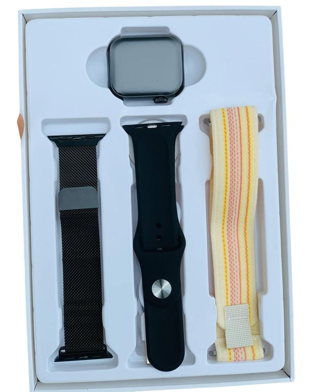 Smartwatch R9 mini pantalla AMOLED para mujeres - 3 Correas Negro