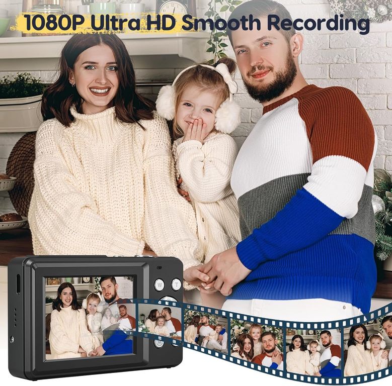 Regalo Cámara Niños 44MP + 64GB - Negro con Zoom 16X y Video