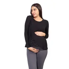 VALESKA - Polo de lactancia fiore negro