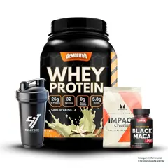 DEMOLITOR - Whey Protein 2.3 lb Vainilla+Creatina Myprotein 250Gr+Maca Negra Sport 120 Caps