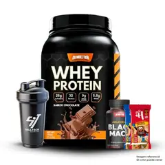 DEMOLITOR - Whey Protein 2.3 lb Chocolate+Maca Negra Sport 120 Caps+12 Snacks Proteícos