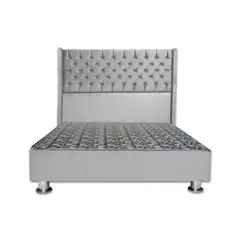 MUEBLES MACRUMO - Cama tapizada Cora Queen - Color Gris claro
