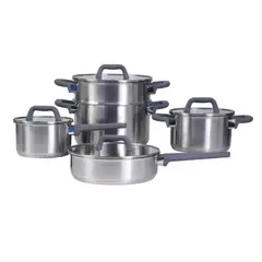 OSTER - Juego de Ollas 9 piezas Acero inoxidable Beauford