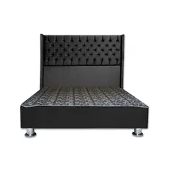 MUEBLES MACRUMO - Cama tapizada Cora Queen - Color Negro