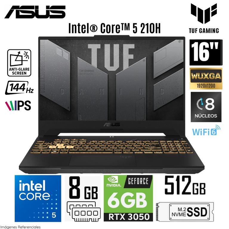 Laptop Gamer FX607VJ-RL016 Intel Core 5 210H 8GB RAM 512GB SSD RTX 3050-6GB 16" WUXGA Gray