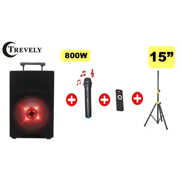 Parlante Portatil 15 TA-1584 - 800W - recargable - tripode