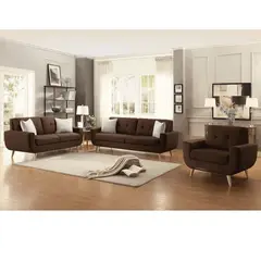 ALTO HOGAR - Juego de Sala 3 2 1 Karime Marrón + Cojines Decorativos Antifluido