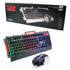 OEM - Combo Gamer Teclado y Mouse RGB K33 DPI 3200 Negro para PC