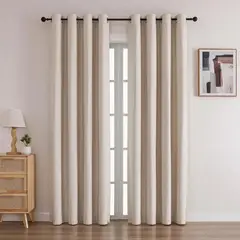 GENERICO - Cortina para Sala color Verde Agua 2 Paños con Aros