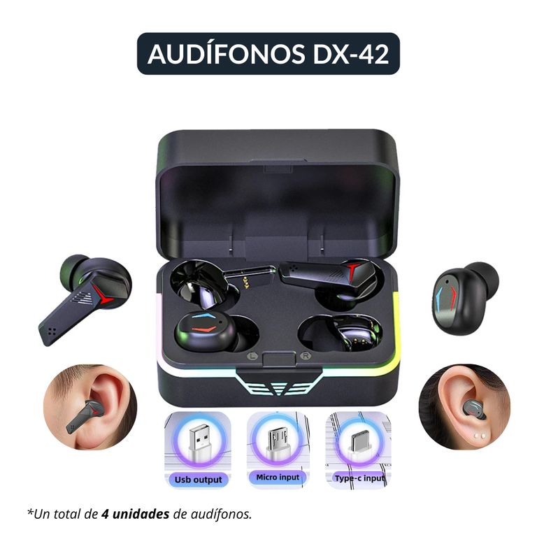 Audífonos Inalámbricos DX 42 TWS RGB Negro