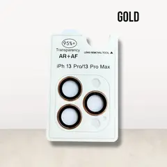 GENERICO - Protector de Cámara para iPhone 13 Pro Max AR + AF Dorado