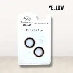 GENERICO - Protector de Cámara para iPhone 15 Plus AR + AF Amarillo