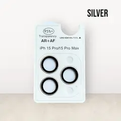 GENERICO - Protector de Cámara para iPhone 15 Pro AR + AF Plateado