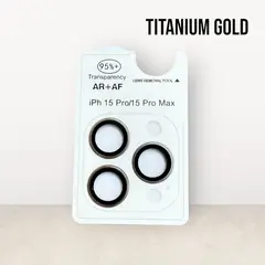 GENERICO - Protector de Cámara para iPhone 15 Pro AR + AF Titanium Gold