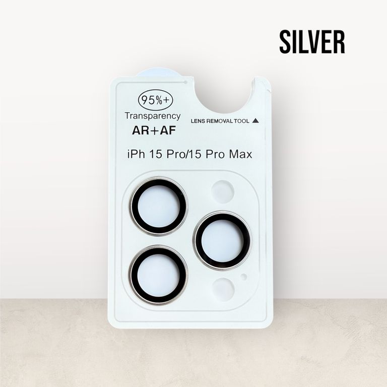 Protector de Cámara para iPhone 15 Pro Max AR + AF Plateado