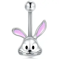 GENERICO - Piercing para ombligo conejo plateado
