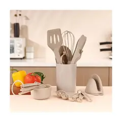 GENERICO - Utensilios de Cocina de Silicona Set 21 Pzs Kaqui