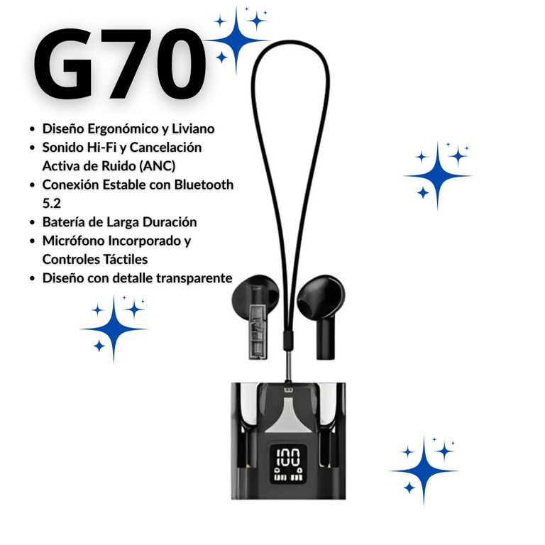 Audífonos Inalámbricos Bluetooth G70 Negro