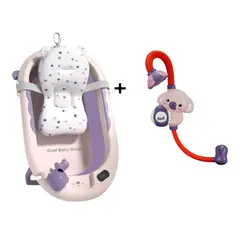 GENERICO - PACK TINA PLEGABLE + DUCHA PORTATÍL KOALA COLOR LILA