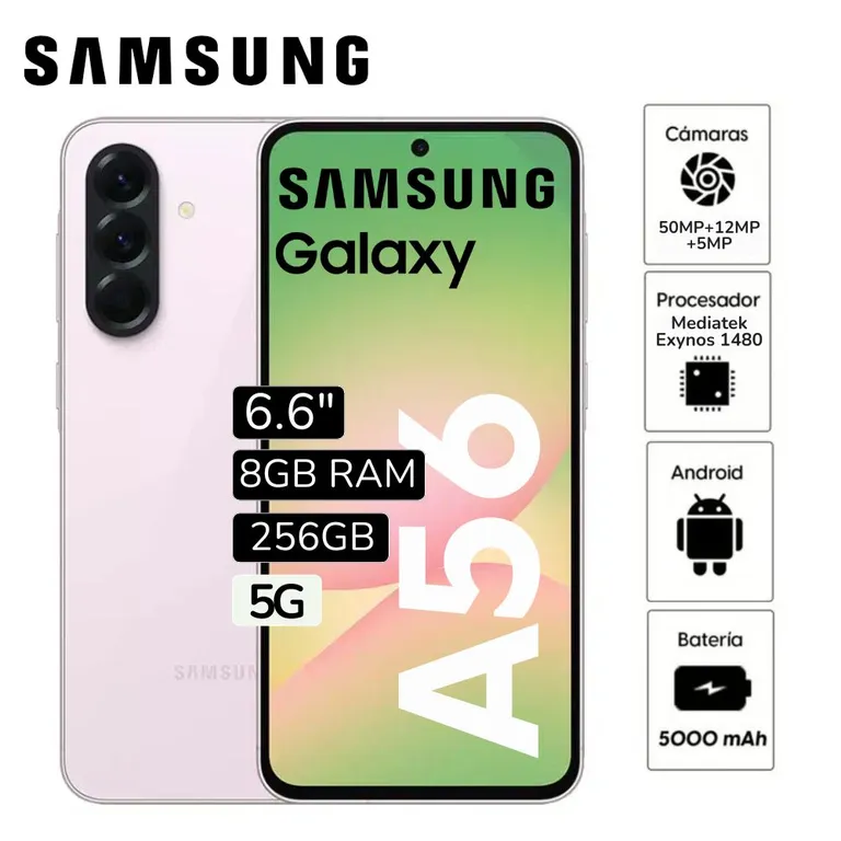 Celular Libre Galaxy A56 5G 6.7" Pulg. 8GB RAM 256GB - Rosado