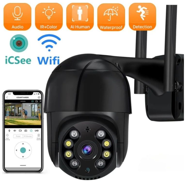 Camara de Seguridad Exterior Pared IP Full HD Visión Nocturna 2MP WiFi