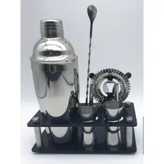 GENERICO - Kit Bartender Coctelero de Acero con Base negra