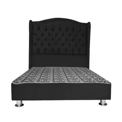 MUEBLES MACRUMO - Cama tapizada Princesa 2 plz - Color Negro