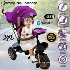 BABY - Triciclo Guiador Giratorio «LEVONN VORTEX» con Bluetooth Pink