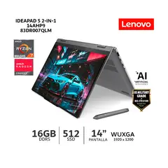 LENOVO - Laptop IdeaPad 5 2-in-1 14AHP9 14" Tactil/ Ryzen 7-8845HS/ 16Gb Ram/ 512Gb SSD/ 83DR007QLM