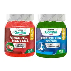 GENERICO - PACK ADULTO VINAGRE DE MANZANA & ESPIRULINA 130 GOMITAS - SOTTCOR