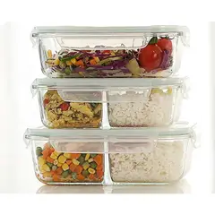 PENTHA - Taper de Vidrio Hermético con Divisiones Set 3 Unidades