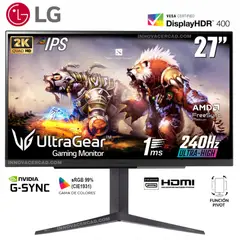 LG - Monitor Gaming 27GR83Q-B 27 UltraGear IPS 2K QHD 240Hz 1ms